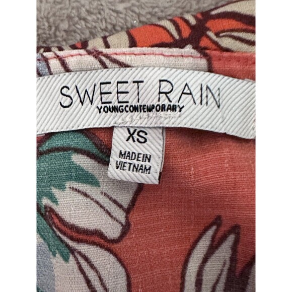 Sweet Rain Womens Top XS Orange Floral Ruffle Flutter Sleeve Blouse - Picture 7 of 10